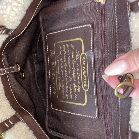 Unique Coach Leather/Shearling Sheepskin Handbag - Picture 8 of 9
